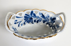 Blue & White Handcut Handpainted Reticulated Porcelain Basket Little Switzerland