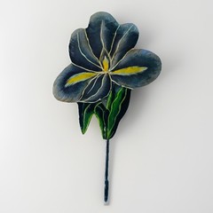 Vintage Toleware Iris Flower Wall Hook Cottagecore Gardencore 10.5”