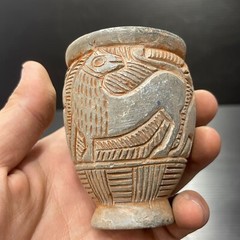 Unique Ancient Near Eastern Chlorite Stone Cup/Vase With Scene All Round