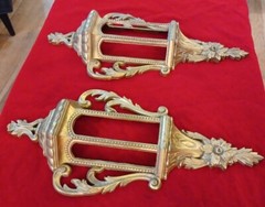 Vintage Set 2 Hollywood Regency Ornate Gold Wall Pocket Victorian Street Lantern