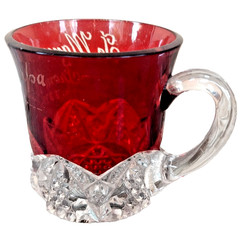 Edwardian Ruby Cut to Clear Red Crystal Cup – To Mamma & Papa From Rob (1899)
