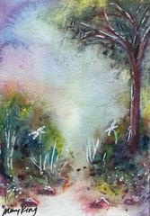2.5″x 3.5″ Original Watercolor ACEO Painting by Mary King – Magical Spring Path