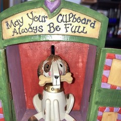 Vtg 1999 Enesco ‘May Your Cupboard Always Be Full’ Dog with Bone Bobble Head