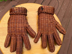 VTG 1960s Brown Wicker Woven Rattan Wall Pocket Set of Two See Description