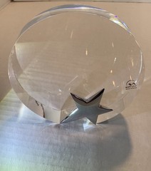 Sale Vintage Maxcrystal Circular Optical Crystal Piece W/ Polished Metal Star
