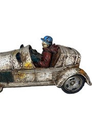 Vintage Classic Large Racing Sport Car 1920’ S Bugatti Sculpture with Driver 10”