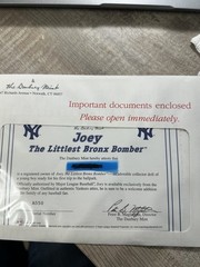 ⚾NIB 1999 Danbury Mint Joey The Littlest Bronx Bomber NY Yankees Collectible