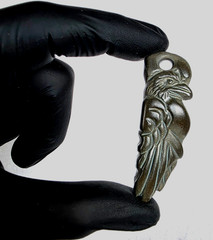 300 BC Ancient Greek Carved Engraved Gemstone Pendant Medallion Amulet Crow