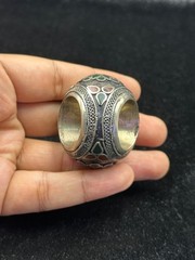 Unique Islamic Writing Turquoise Ring Silver Plated Afghanistan Origin Size 10