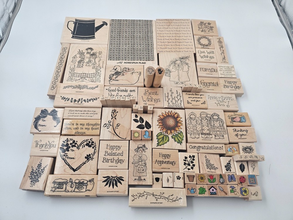 LOT (90) Vintage 1990’s WOODEN Stamps STAMPIN’ UP Card Making SCRAPBOOKING