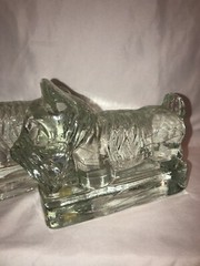 Adorable Vintage Scotty dogs Heavy Glass Bookends Figurines Fun