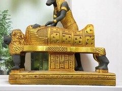 EGYPTIAN ANTIQUE STATUE RARE EGYPTIAN ANTIQUITIES OF GOD ANUBIS PHARAONIC BC