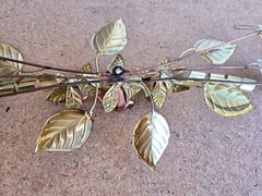 Vintage Homco Copper Brass Rose Ribbon Hanging Wall Art Swag 27” MCM Decor USA