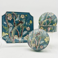 Vintage WBI Chinoiserie Partridge 3 Pc Set – Plate & 2 Trinket Bowls w/ Lids