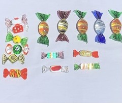 Hand Blown Glass Candy Pieces Small Colorful Art Glass Various Sizes Lot of 15