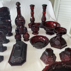 Vtg Avon 1876 Cape Cod Collection 36 Piece Ruby Red Lot -Plates, Butter, Goblets