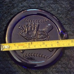cobalt blue glass medallion, likely made In Turkey With A Signature 1990s