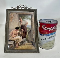 Hutschenreuther Porcelain Plaque Brass Frame Wagner Kunst Bringt Gunst KPM Style