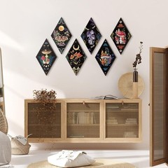 6 Pieces Gothic Wall Decor Boho Sun Moon Phases Wall Art Gothic Minimalist St…