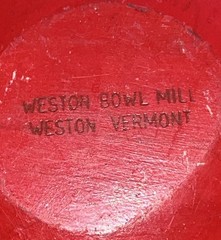 Vintage Weston Bowl Mill Hand Painted Santa Wooden Round Bowl Signed 11.5”