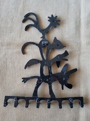 Vintage Wall Hook Bremen Town Musicians Cast Aluminum USSR 8 Hooks 1970s