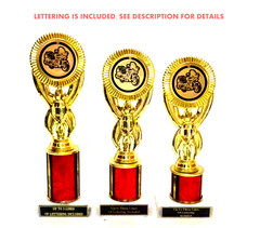 MOTORCYCLE TROPHIES SET OF THREE – (A7)