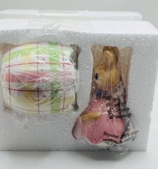 Fitz & Floyd “A Good Egg” Bobblehead/Nodder Easter Bunny Lidded Box -Plaid~New