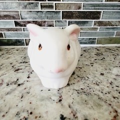 Pink and White Hand Painted Brazil Ceramic Avon Easter Bunny Planter Cute!