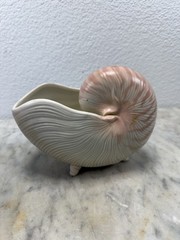 Vintage Fitz & Floyd Footed Nautilus Shell Planter Vase Beach Decor Japan