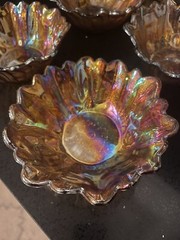 Indiana 1970’s Carnival Glass Sunflower Bowls Set of 4 | Lily Pons | Amber Retro