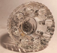 6.5″ BASHFUL LADY vtg cambridge glass female nude draped flower frog art nouveau