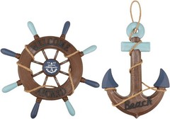 Nautical Wooden Ship Wheel 13″ Wall Art Decor