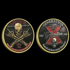 Gen X Challenge Coin 1965-1980 Badass Skull Collectible Gift