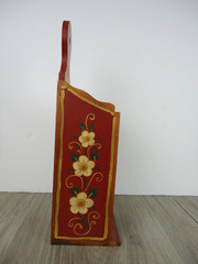 VTG Norwegian Folk Toll Paint Wooden Match Box Wall Pocket Signed 80s Pipe Man