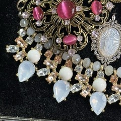 Framed Rhinestone & Faux Pearl Angel Jewelry Collage Wall Decor Art