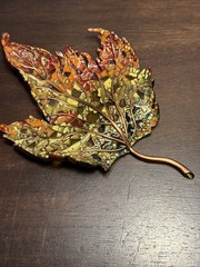 Gorgeous Vintage Rare Jay Strongwater Metal Enamel Leaf with Crystals