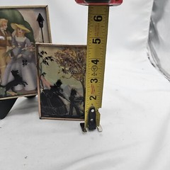 PAIR of Reverse Painted Couple Romance Silhouettes on Convex Glass 1940 VINTAGE.