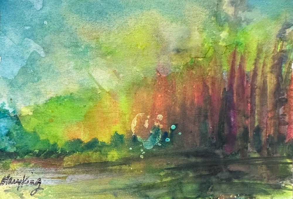 Watercolor ACEO Original Painting by Mary King – Glowing Skies