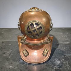 Vintage Copper & Brass Diving Helmet | Nautical | Rolex Submariner Display | 7″