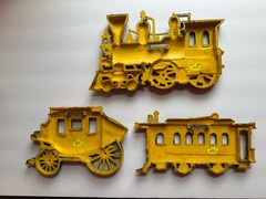 Vintage 1975 Homco Wall Plaques Train, Stagecoach, Trolley 7363, 7362, 7361, USA