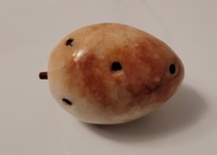Vintage Italian Alabaster Stone Fruit Wood Stem Black Spots