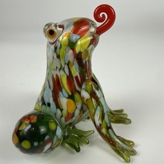 Fitz and Floyd Art Glass Frog Figurine Multicolor Millefiori Hand‑Blown Display