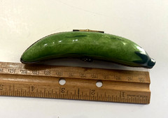 LIMOGE PEAPOD TRINKET BOX AF 4” Peint Main Signed France Vegetable