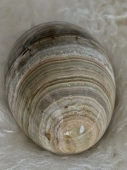 Marble Alabaster Carved Polished Egg Stripey Art Decor Paperweight 3″ Long
