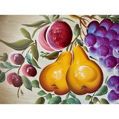 Tray Metal Toleware Beige Hand Painted Nashco New York Fruit Motif