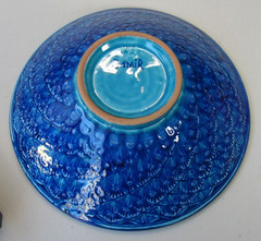 Vintage Damir Usmanov Uzbekista Rishtan Art Pottery Blue Aqua Ceramic 11″ Bowl