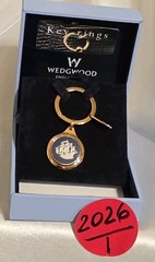WEDGWOOD BLUE JASPER WARE NAUTICAL BLUE SHIP KEY RING NIB