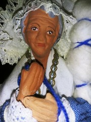 Vintage Santons France Pottery Art Doll Old Woman by Yolande 12″ Tall VGC