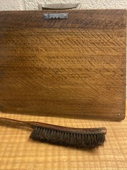 Vintage antique Edwardian inlaid wood crumb butler’s tray & brush Georgian style