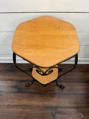 VTG Longaberger Wrought Iron Generations Plant Stand Woodcraft Side Table
